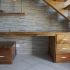 Escalier et bureau en movingui et tamarin