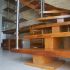 Escalier et bureau en movingui et tamarin